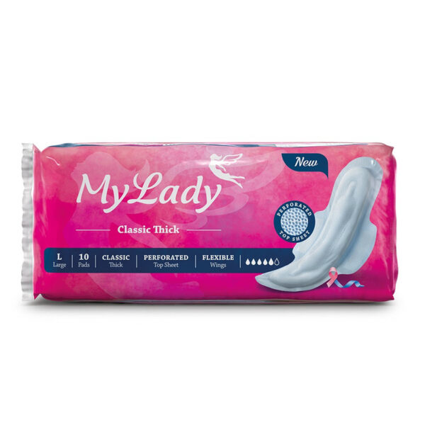 نوار بهداشتی بالدار مای لیدی مدل Classic Pink سایز بزرگ بسته 10 عددی - Image 2