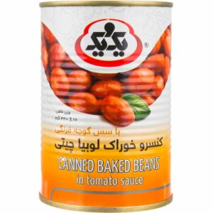 کنسرو خوراک لوبیا چیتی با سس گوجه فرنگی یک و یک 420 گرم